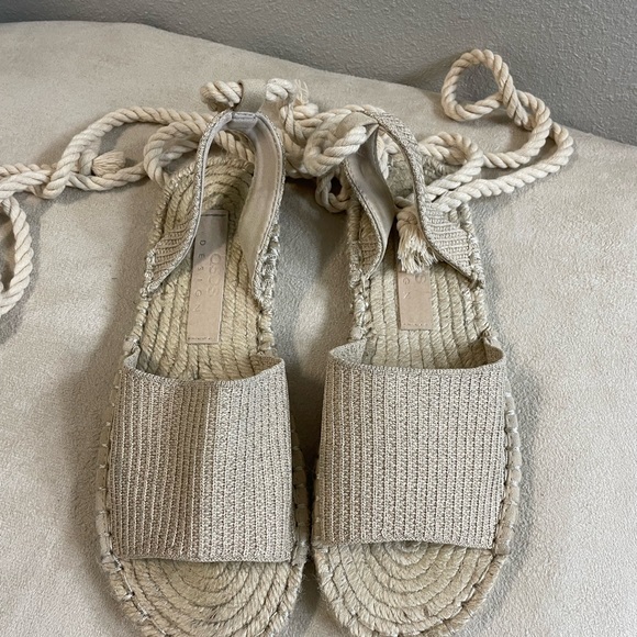 ASOS | Rope Tie Espadrilles Sandals | Natural Fabric **Like New** - Picture 5 of 6